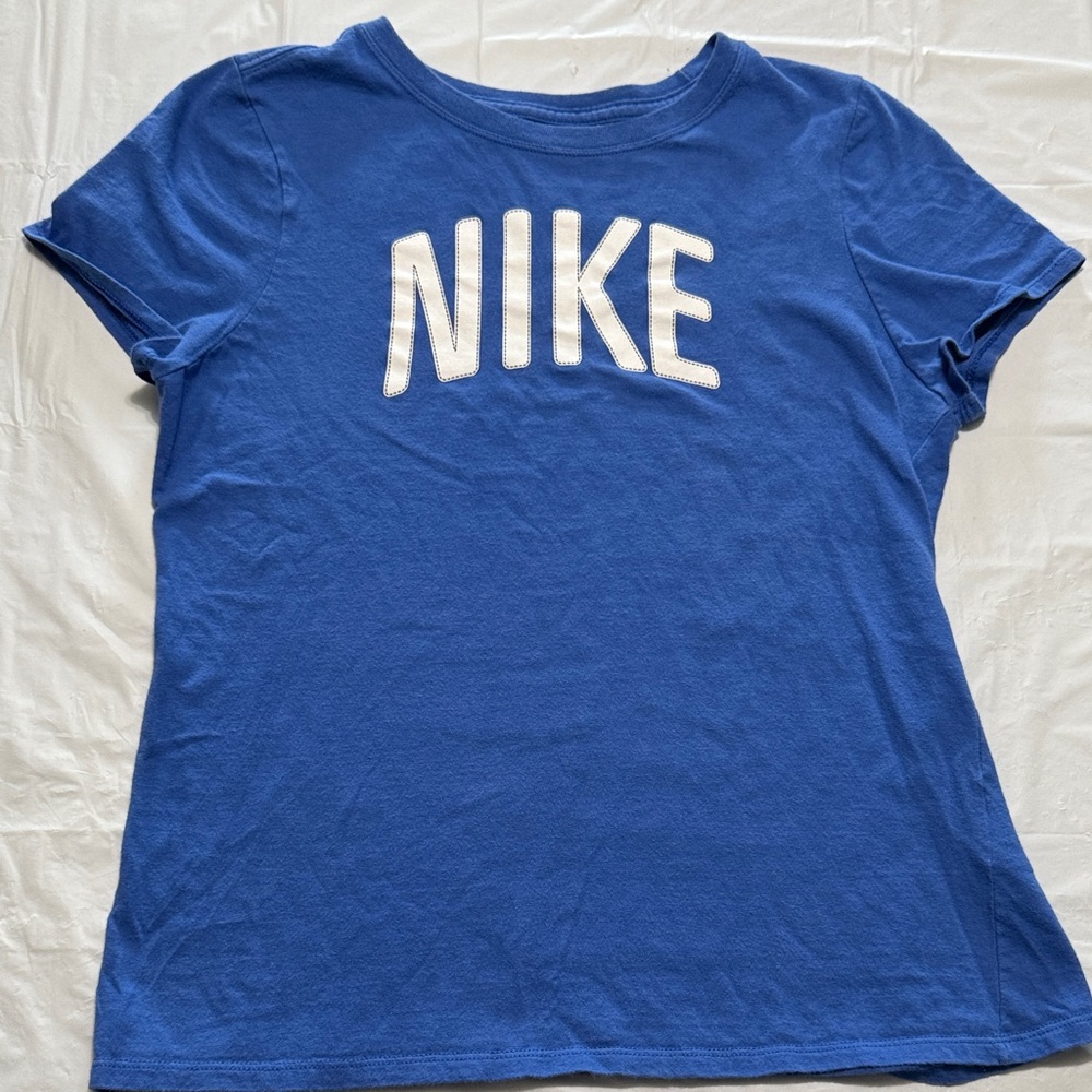 Nike Blue Tee with White Logo girls XL